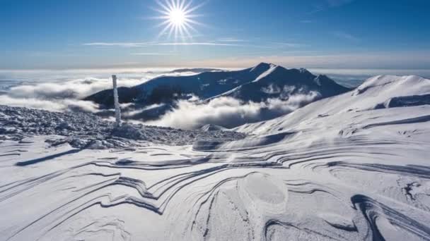 Time Lapse Video Winter Alpine Nature Mountains Beautiful Sunny Day — Stok video