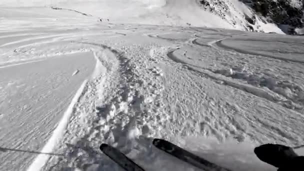 Gratis Ride Skiën Winter Bergen Terug Land Adrenaline Sport Actie — Stockvideo