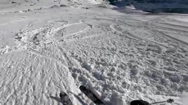 Backcountry Skiing Winter Alps Mountains Nature Freeride Action Cam Freedom — Stock Video