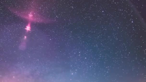 Schoonheid Van Melkweg Melkweg Time Lapse Beeldmateriaal Met Kleurrijke Lichtreflectie — Stockvideo