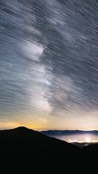 Вертикальное Видео Панорамный Вид Звездных Следов Галактической Звезды Млечного Пути — стоковое видео