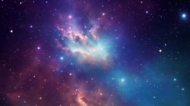 Uzay yolculuğu, Samanyolu Galaksisi 'nin milyonlarca yıldızlı nebulasında uçmak. Evrenin sonsuz derinliklerinin 4K animasyonu.