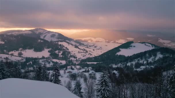 Maravilhas Inverno Campo Nevado Paisagem Alpes Nascer Sol Pacífico Vista — Vídeo de Stock
