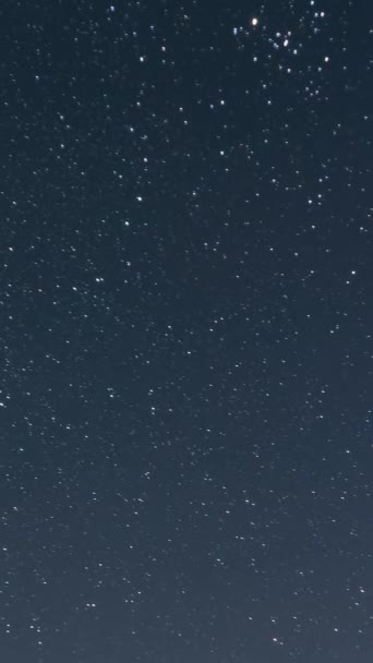 Vertical Time Lapse Real Stars Moving Fast Clear Dark Sky — Vídeos de Stock