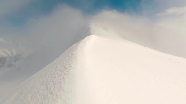 Inverno Místico Montanhas Alpinas Paisagem Com Alpes Nevados Cume Montanha — Vídeo de Stock
