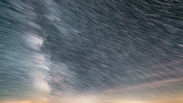 Senderos Estelares Efecto Cometa Vía Láctea Galaxia Estrellas Moviéndose Cielo — Vídeo de stock