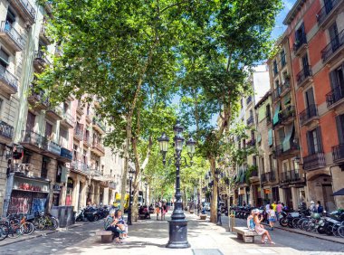 Barcelona, Spain - July 6, 2017: day view of Passeig del Born famous street in El Born area, in Barcelona, Spain. 