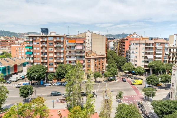 Barcelona Spanje Juli 2017 Panoramisch Uitzicht Travessera Les Corts Straat Rechtenvrije Stockafbeeldingen