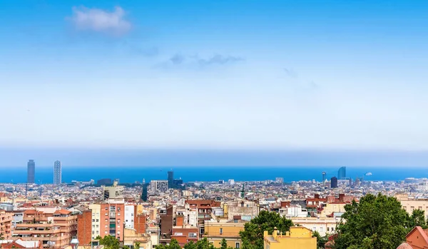 Barcelona Spanien Juli 2017 Stadtsilhouette Von Barcelona Blick Vom Berühmten lizenzfreie Stockbilder