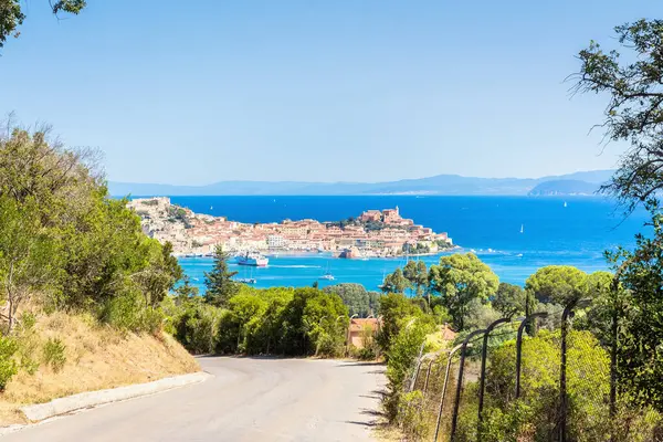 Isola Elba Włochy Sierpnia 2018 Panoramiczny Widok Miasto Port Portoferraio Obraz Stockowy