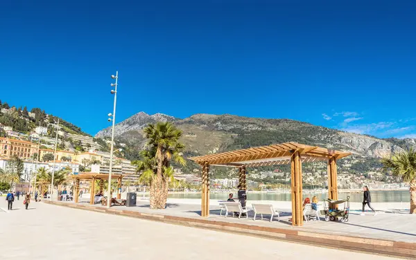 Menton France March 2019 Day View Plage Des Sablettes Menton Royalty Free Stock Photos