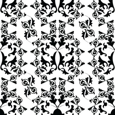 Monokromsuz desenli doğal süsler; Damask duvar kağıdı