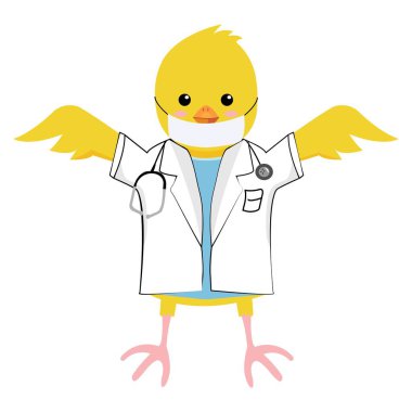 Çocuklar için komik çizgi film karakteri. Tıp asistanı.