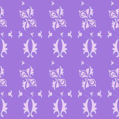 Dekoratif elementlerle kusursuz desenli klasik doğal süslemeleri olan kusursuz desen. Vektör çizimi. Mavi arkaplan.