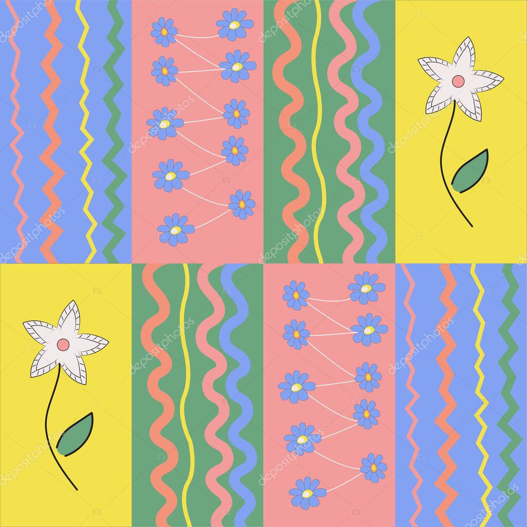 Colorful decorated rectangles seamless pattern to print o paper; textile; wax cloth