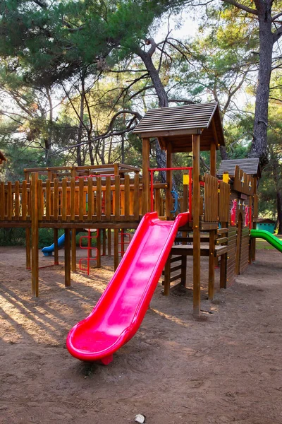 Parco Giochi Legno Realizzato Con Materiali Ecologici All Aperto Parco — Foto Stock