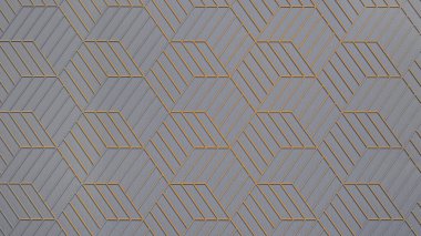 Gri arkaplan, düz çizgilerle tekrarlanan altıgenler. Geometrik desen.