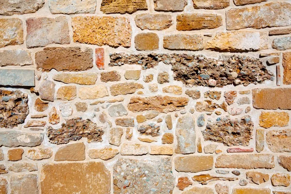Кирпичная Стена Старых Выцветших Булыжников Качестве Фона Глиняная Фактура Лофт — стоковое фото