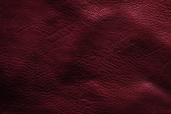 Textura Amassada Couro Vermelho Escuro Perto Fundo Couro — Fotografia de Stock