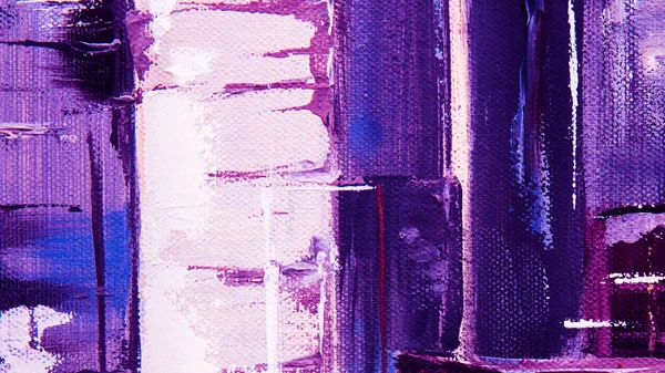 Purple, violet art strokes of oil paint on a light canvas. The texture of the material and oil paint. Abstract background.