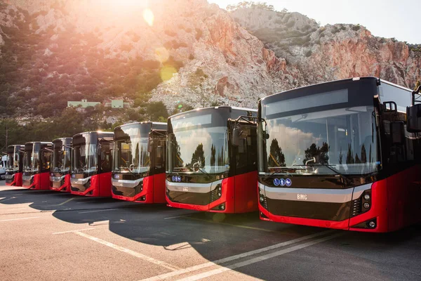 stock image Antalya, Turkey: Modern beautiful buses. Comfortable urban public transport concept.