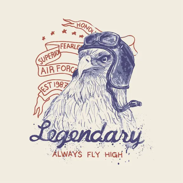 Pilot kartal çizimi ile tee baskı tasarımı