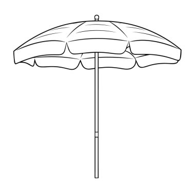 Şık bir sahil şemsiyesinin vektör çizimi, kıyı grafikleri için mükemmel.