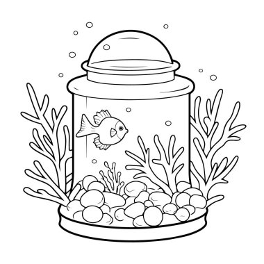 Yaratıcılığa vektör biçiminde karmaşık bir akvaryum ikonu ile dalın, çeşitli uygulamalar için mükemmel.