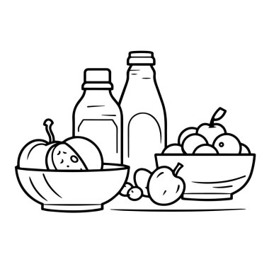 Kolay kullanım için boyutlandırılabilir vektör biçiminde şık kahvaltı ana hatları simgesi.