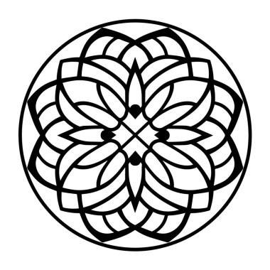 Vektör biçiminde bir mandala desen simgesinin zarif dış çizgisi.
