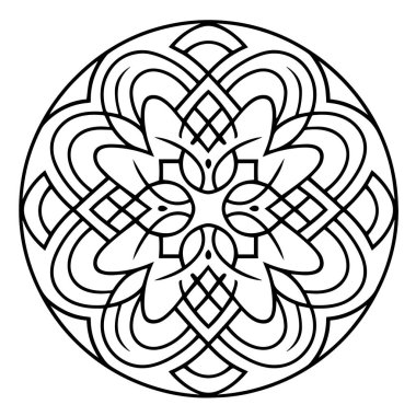 Vektör biçiminde bir mandala desen simgesinin zarif dış çizgisi.