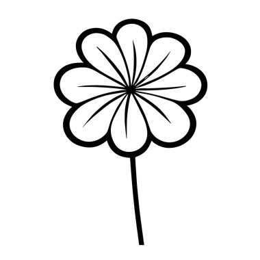 Kolay kullanım için boyutlandırılabilir vektör biçiminde parlak çiçek ana hatları simgesi.