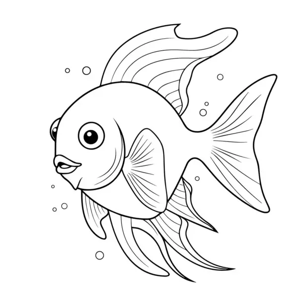 Vektor Illustration Graciös Angelfish Kontur Perfekt För Olika Grafiska Projekt — Stock vektor
