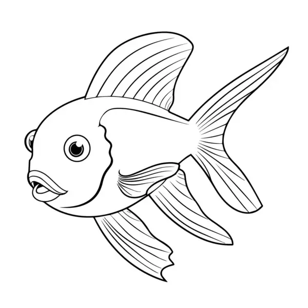 Векторная Иллюстрация Изящного Контура Рыб Ангелов Идеально Подходящая Различных Графических — стоковый вектор