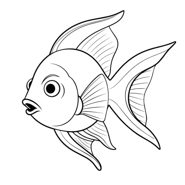 Ilustração Vetorial Esboço Gracioso Angelfish Perfeito Para Diversos Projetos Gráficos — Vetor de Stock
