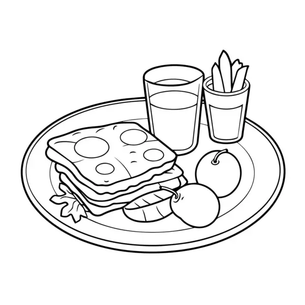 Elegant Frukostkontur Skalbart Vektorformat För Enkel Användning — Stock vektor