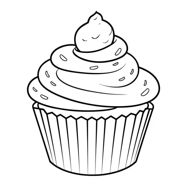 Elegante Icona Contorno Cupcake Formato Vettoriale Scalabile — Vettoriale Stock