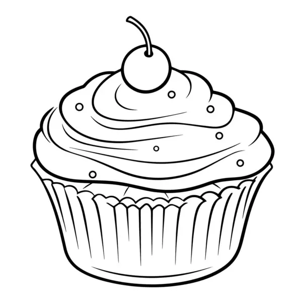 Ícone Contorno Cupcake Elegante Formato Vetorial Escalável —  Vetores de Stock