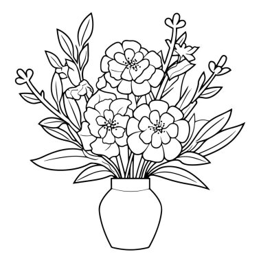 Bir buket taslak simgesinin vektör çizimi, düğün projeleri için ideal.