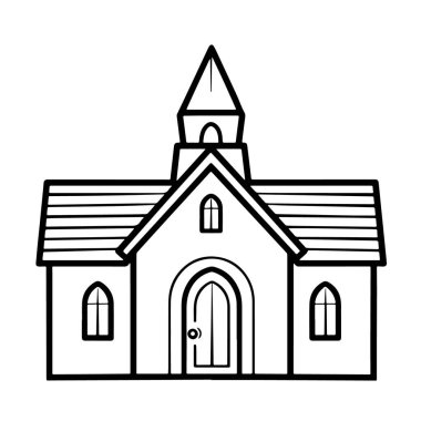 Mimari projeler için ideal bir kilise ana hatlarının vektör illüstrasyonu.