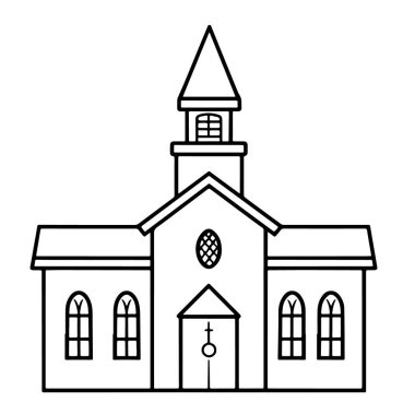 Mimari projeler için ideal bir kilise ana hatlarının vektör illüstrasyonu.