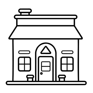 Mağaza önü projeleri için ideal bir dükkan inşa simgesinin vektör illüstrasyonu.