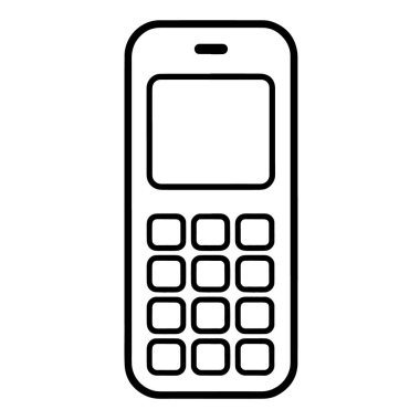 Minimalist cep telefonu taslak simgesinin vektör illüstrasyonu, teknoloji projeleri için ideal.