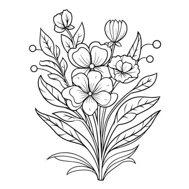 Sofistike bir çiçek taslak ikonu vektör illüstrasyonu, süs projeleri için mükemmel.