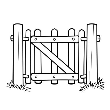 Giriş temalı projeler için ideal bir minimalist kapı ana hatları simgesinin vektör çizimi.