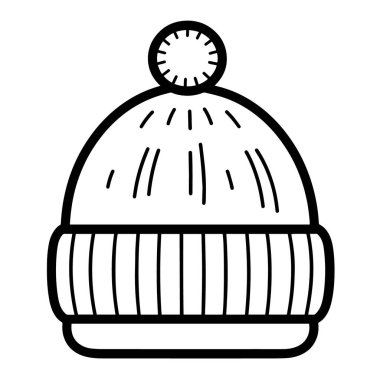 Moda temalı projeler için mükemmel, parlak bir bere taslak ikonunun vektör çizimi.