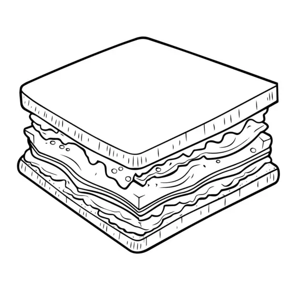 Vector Illustratie Van Een Ontbijt Sandwich Outline Icoon Perfect Voor — Stockvector