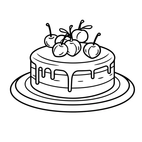 Vektoros Illusztráció Egy Torta Desszert Vázlat Ikon Ideális Cukrászati Projektek — Stock Vector
