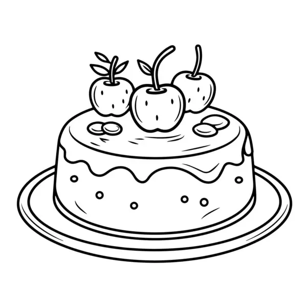 Vektor Illustration Tårta Dessert Kontur Ikon Perfekt För Konditoriprojekt — Stock vektor