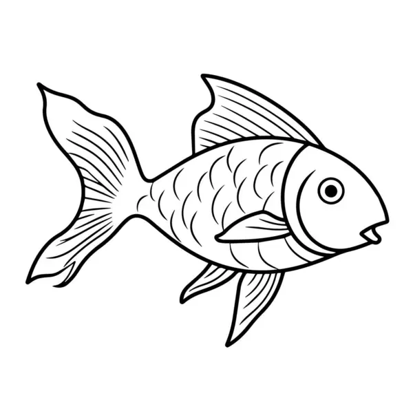 Ilustração Vetorial Ícone Esboço Peixe Carpa Perfeito Para Projetos Pesca — Vetor de Stock